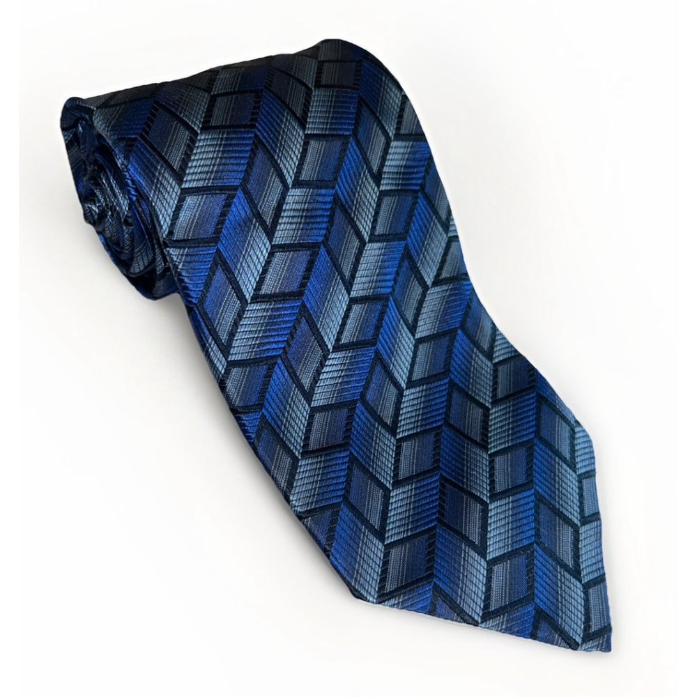 Emilio Romano Blue Optical Illusion Silk Tie